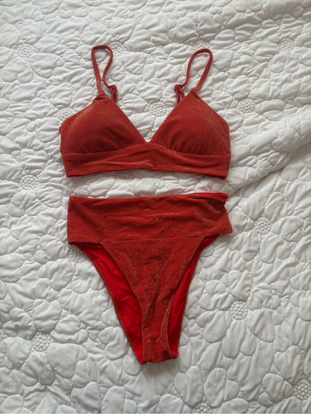 Red Glitter Bikini Set